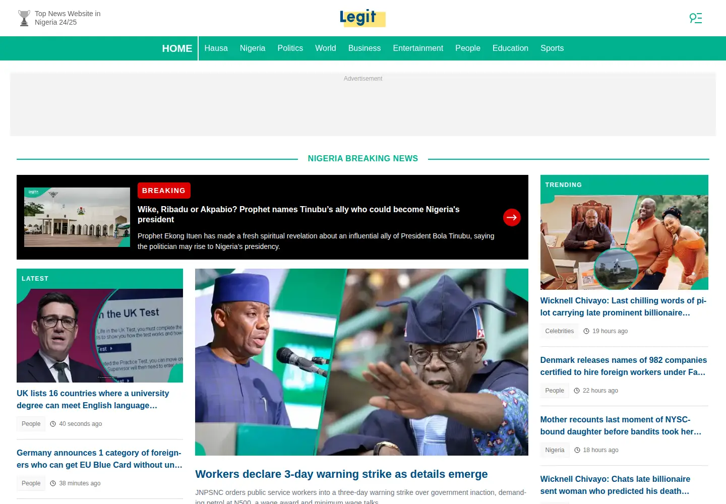 Screenshot of legit.ng
