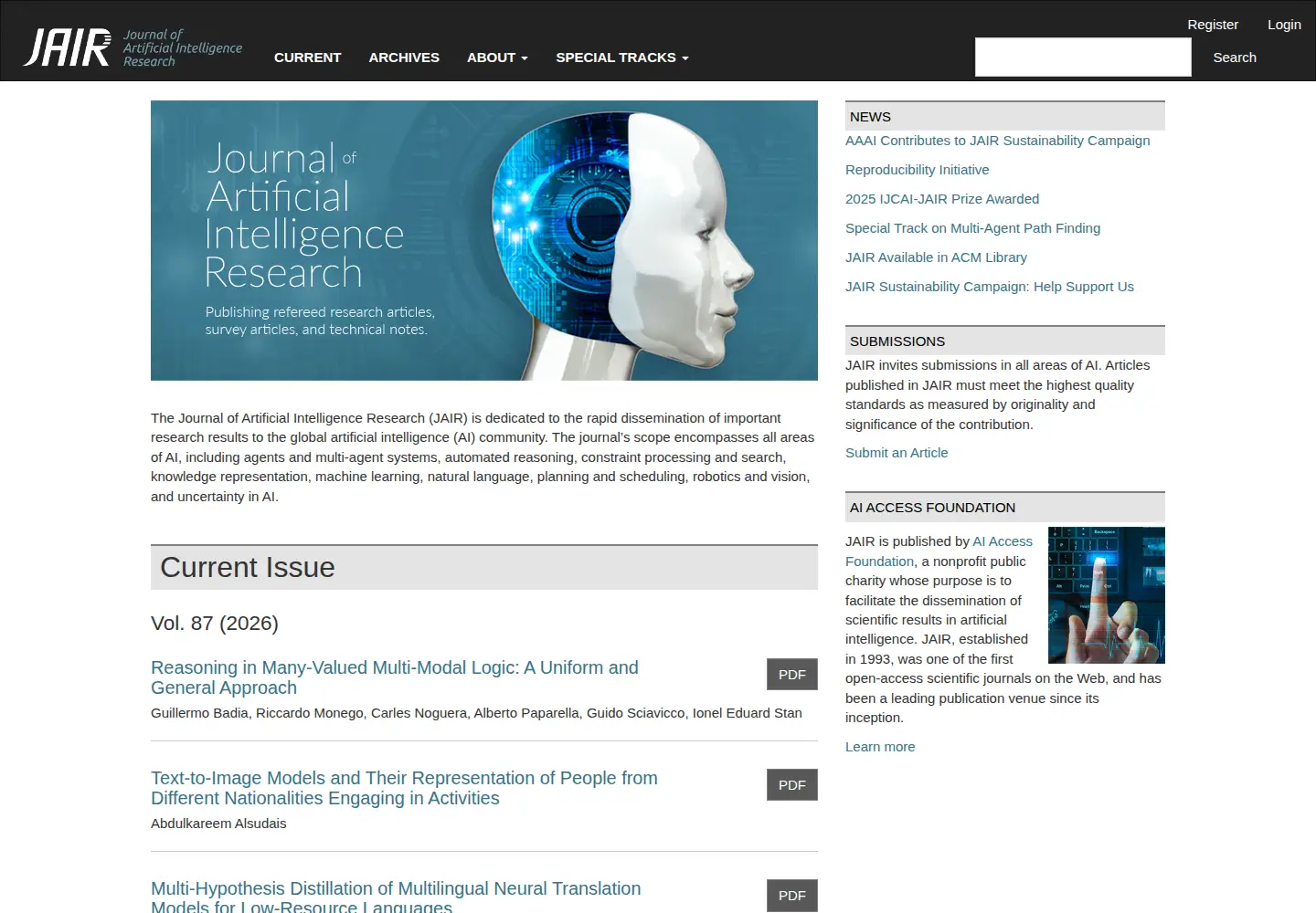 Screenshot of jair.org