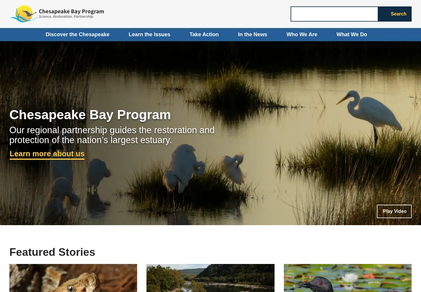 Screenshot of chesapeakebay.net