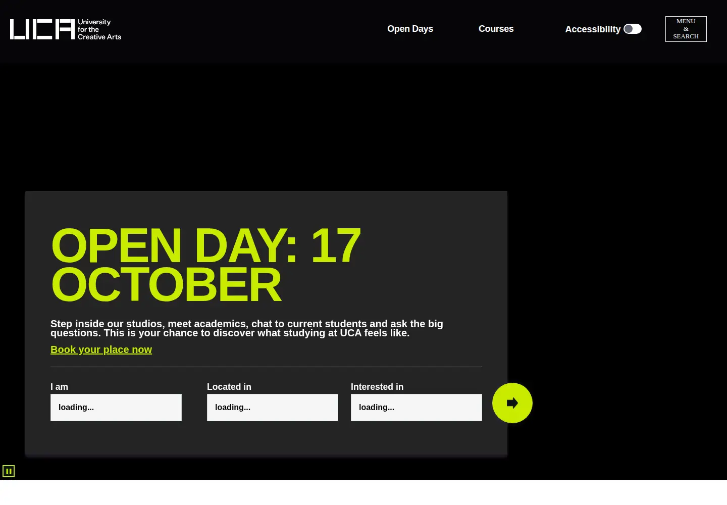 Screenshot of uca.ac.uk