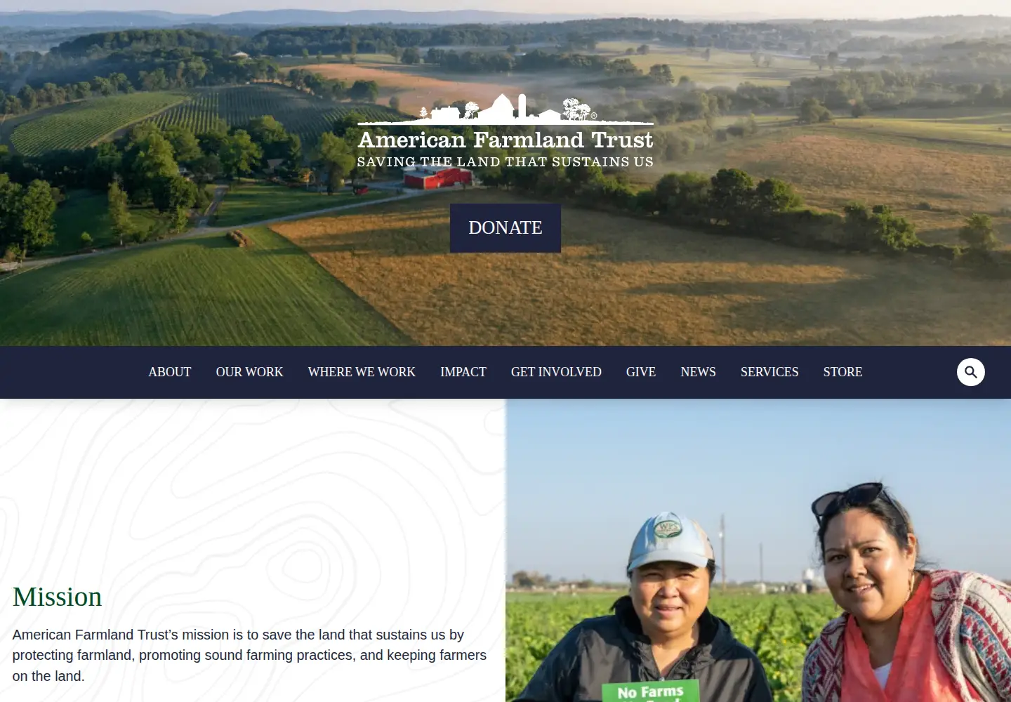 Screenshot of farmland.org
