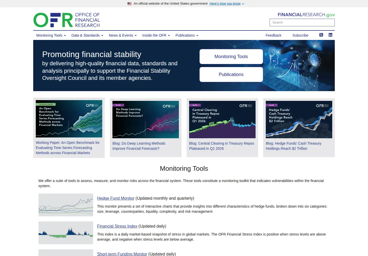 Screenshot of financialresearch.gov