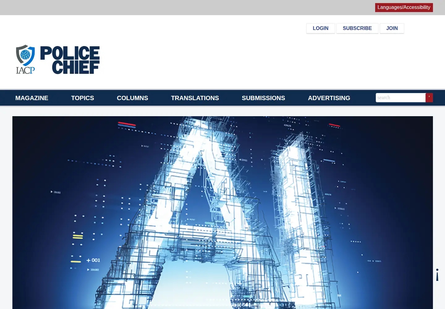 Captured homepage of policechiefmagazine.org in the current scan