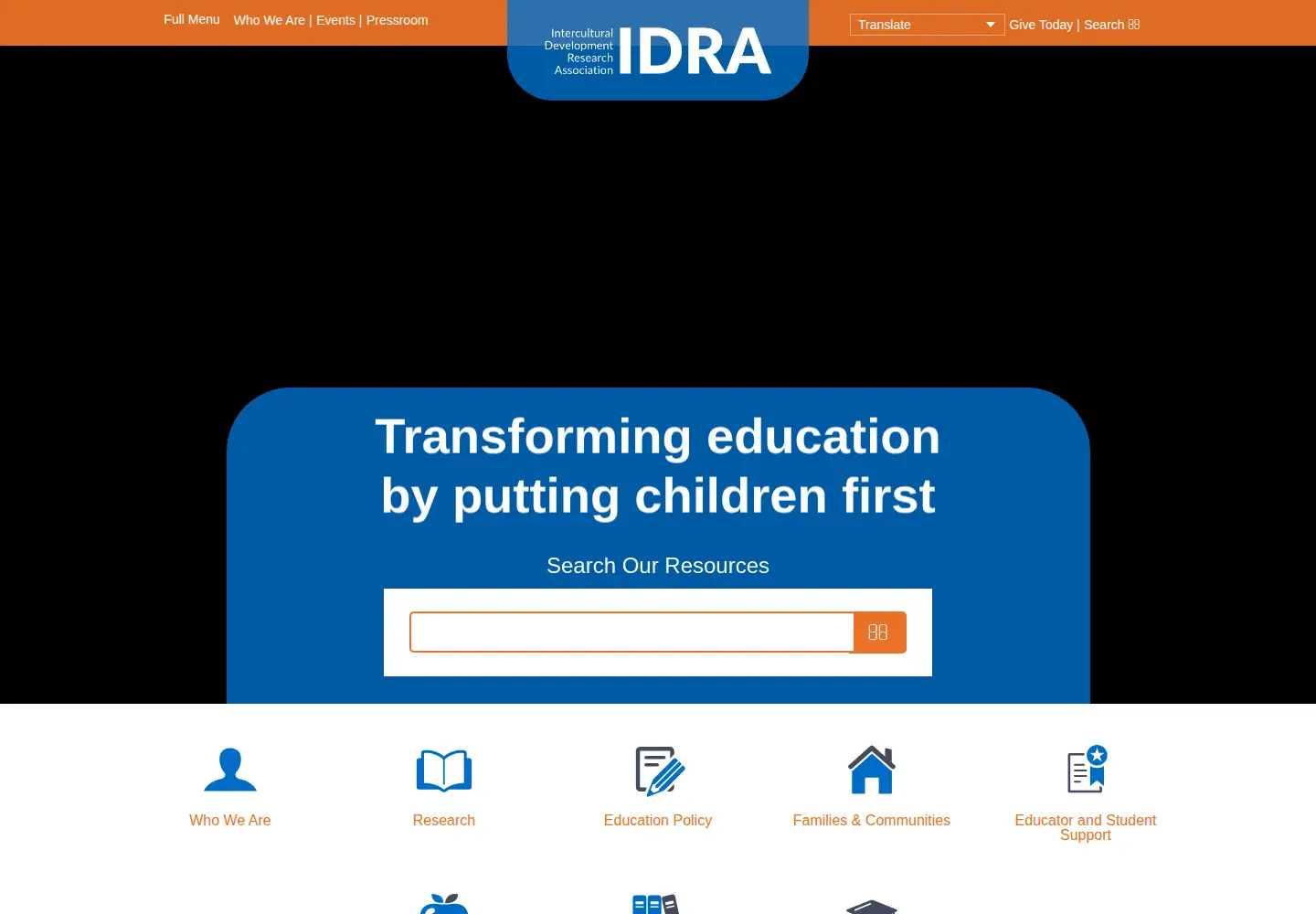 Screenshot of idra.org