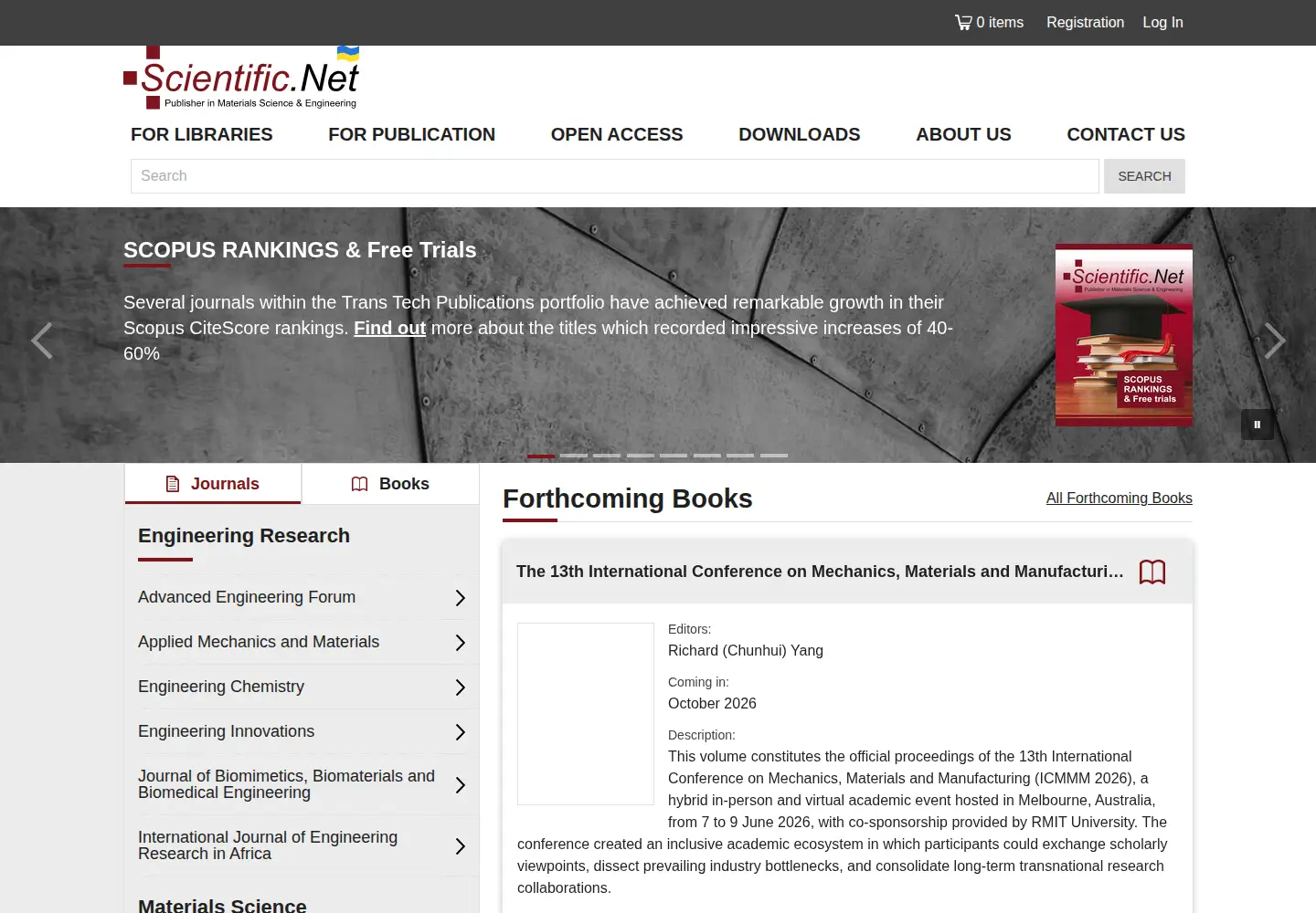 Screenshot of scientific.net