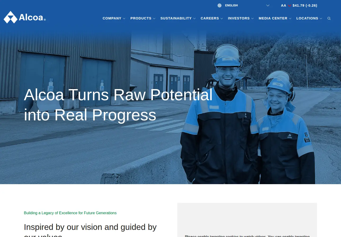 Screenshot of alcoa.com