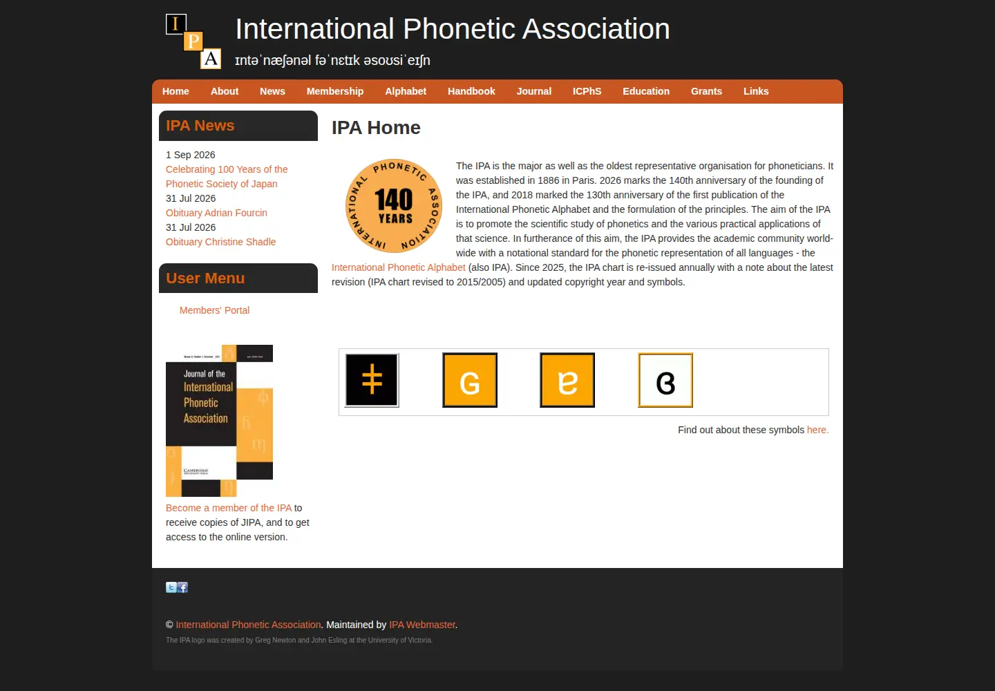 Screenshot of internationalphoneticassociation.org