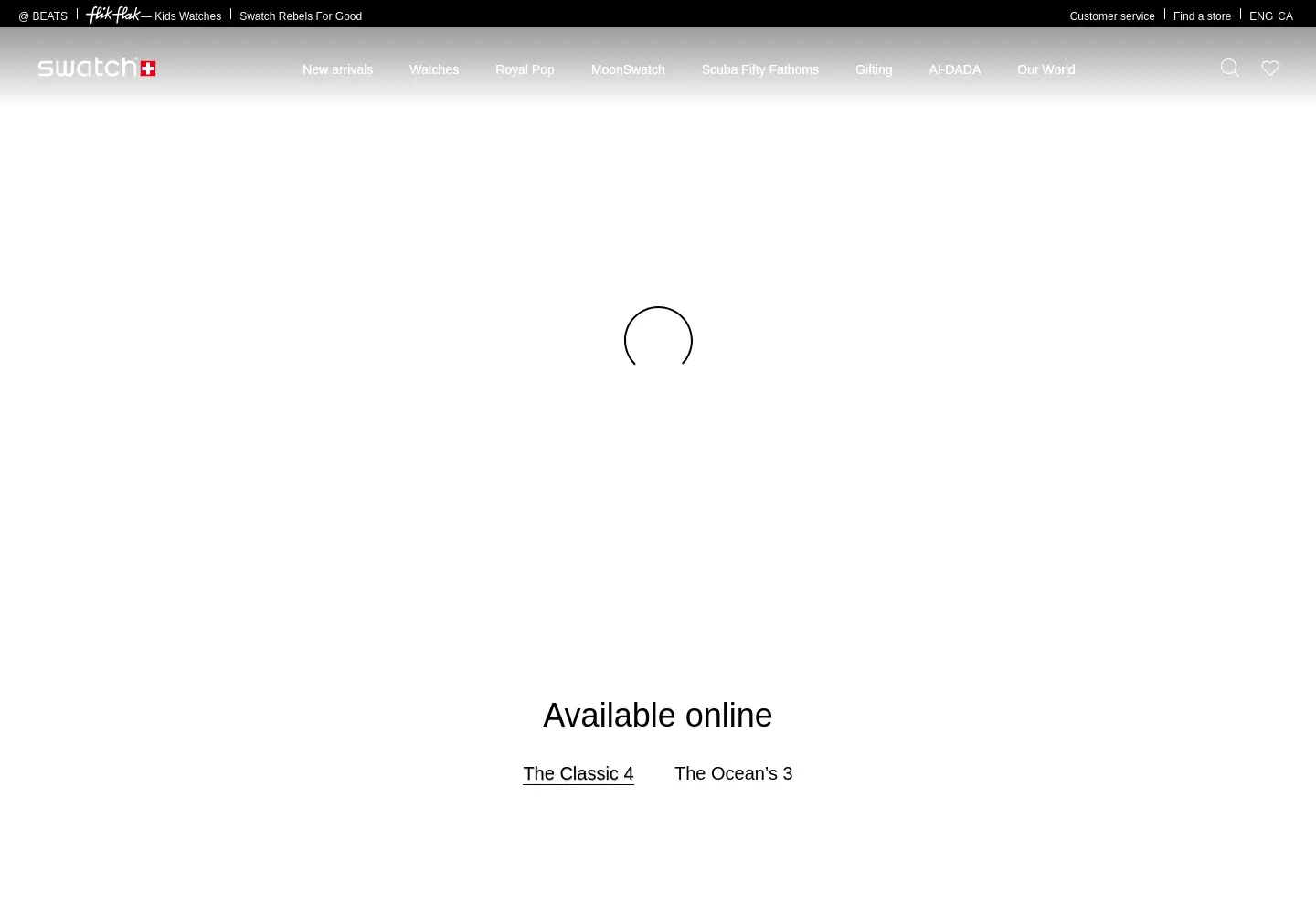Screenshot of swatch.com