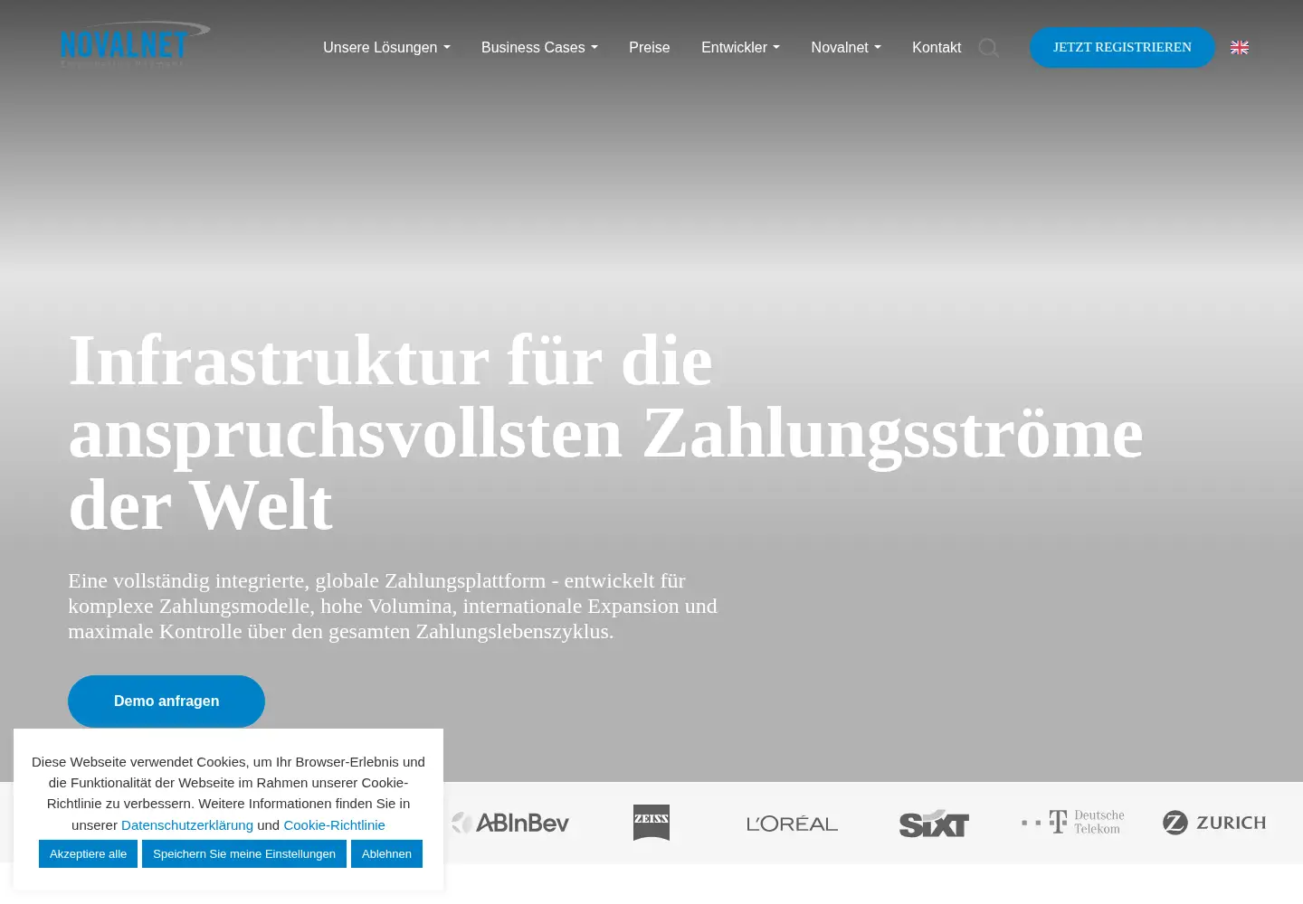Screenshot of novalnet.de