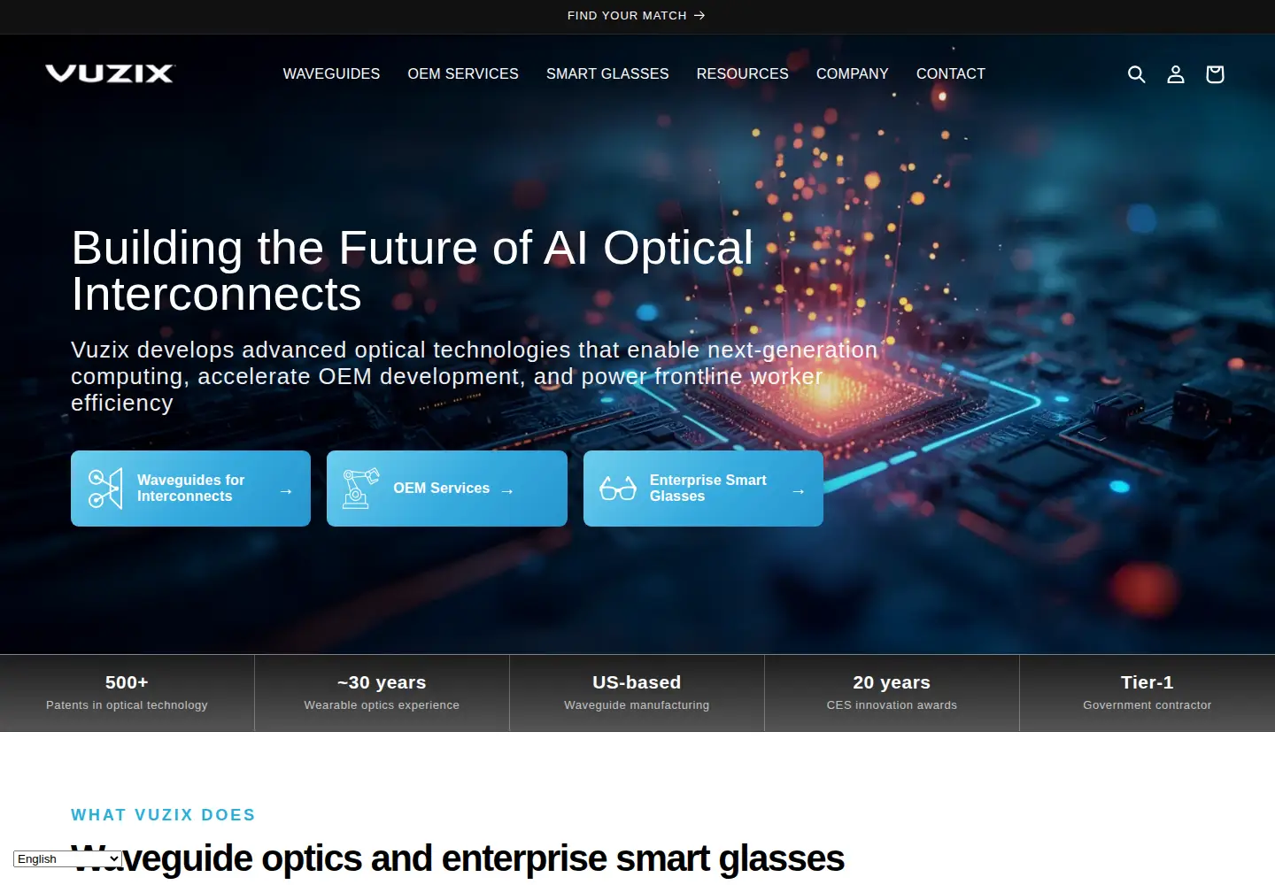 Screenshot of vuzix.com