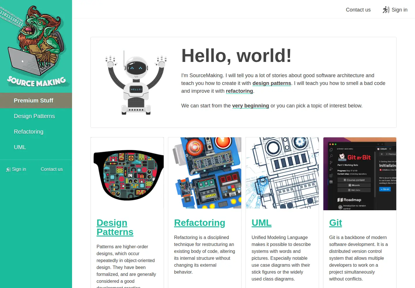 Screenshot of sourcemaking.com