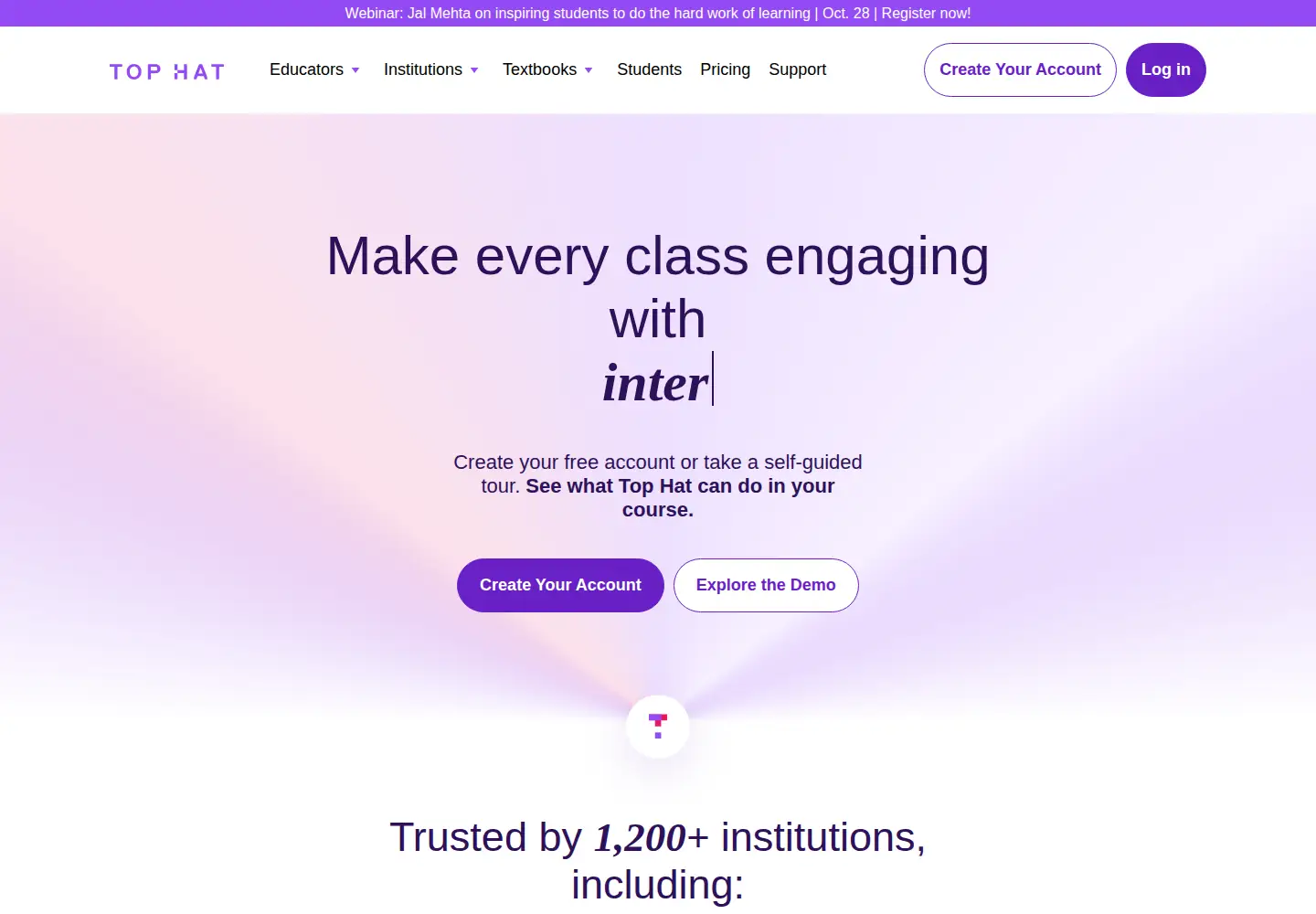 Screenshot of tophat.com