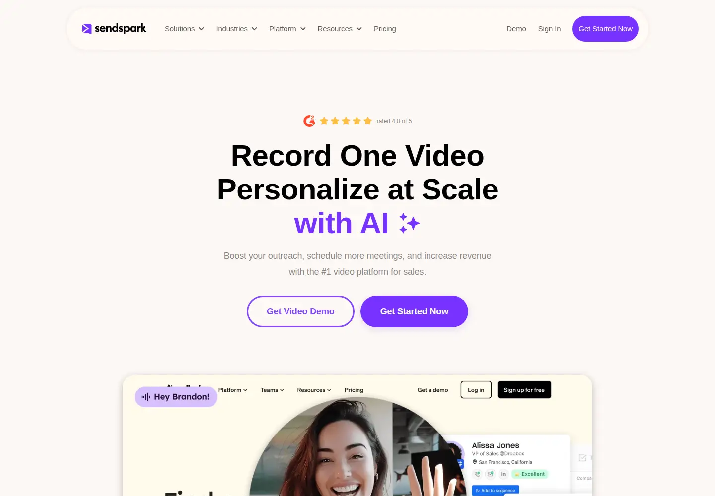 Screenshot of sendspark.com