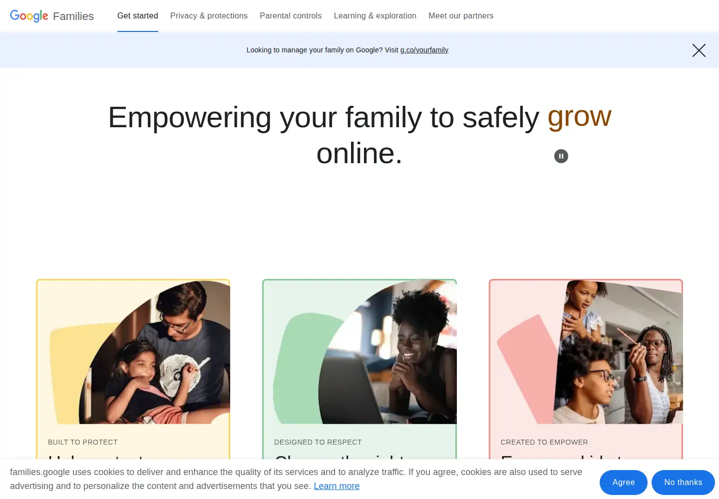 Screenshot of families.google