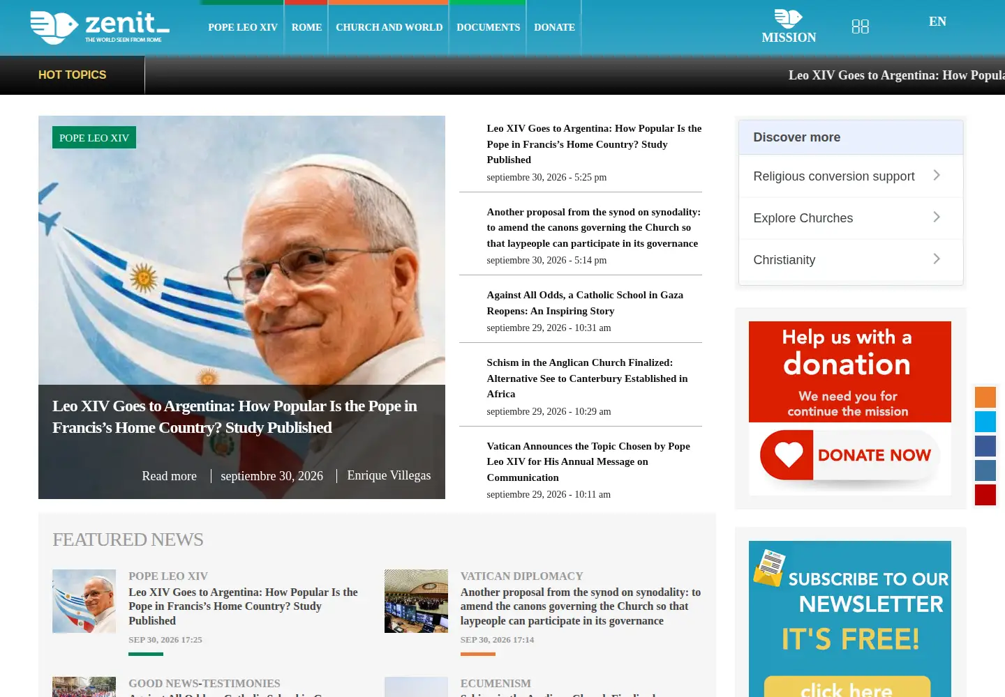 Screenshot of zenit.org
