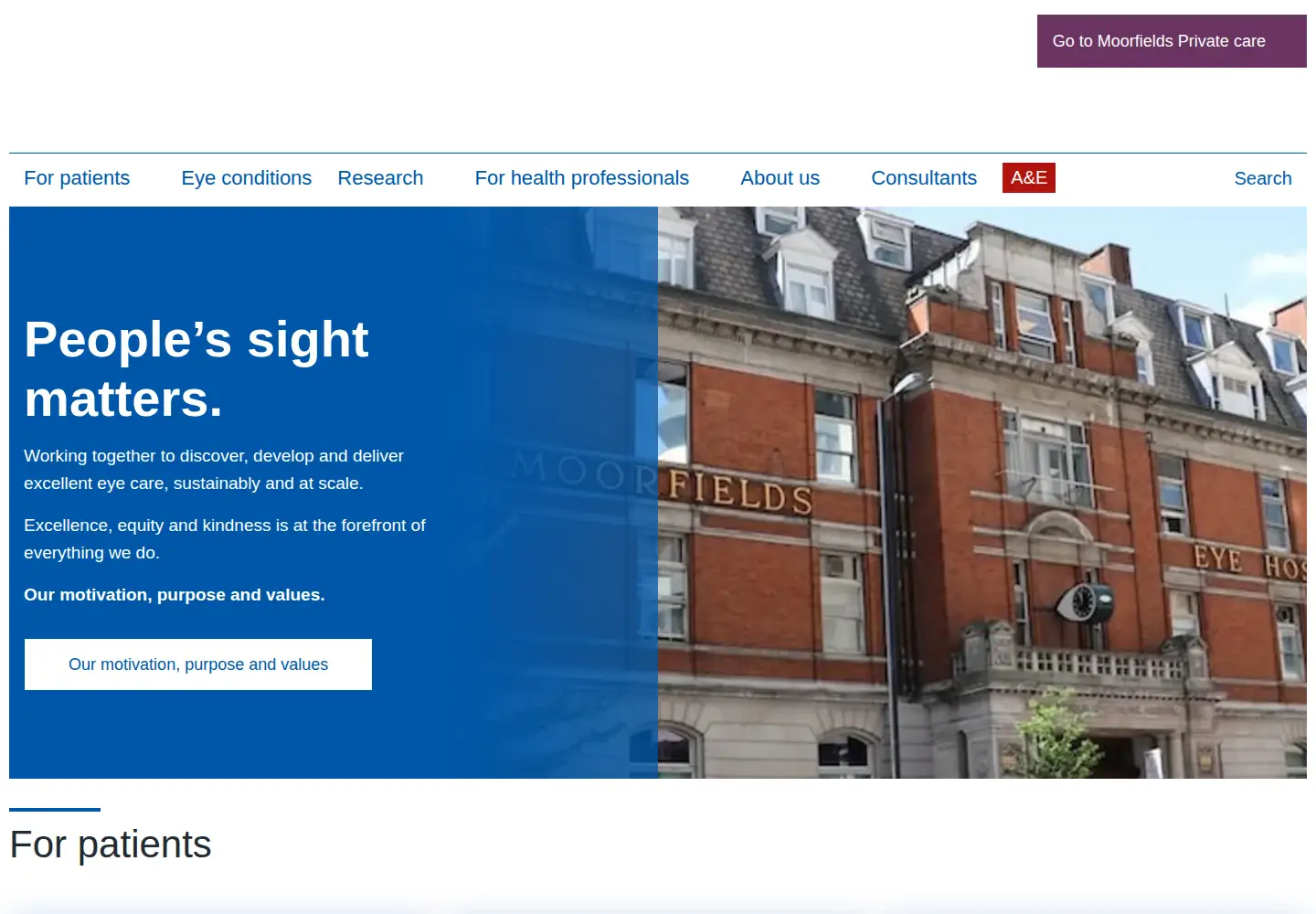 Screenshot of moorfields.nhs.uk