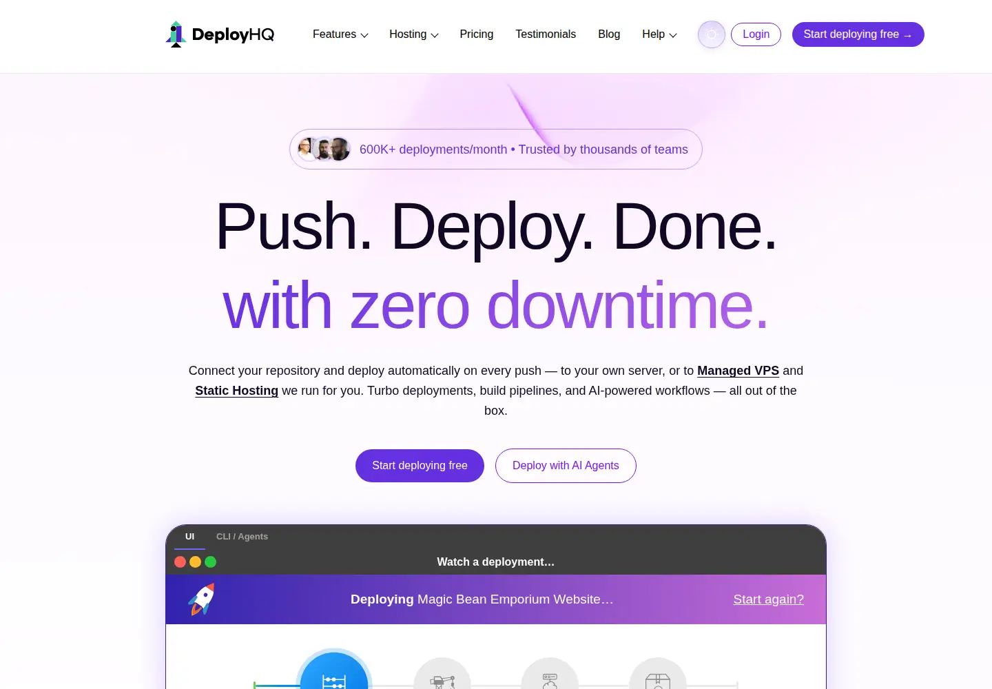 Screenshot of deployhq.com