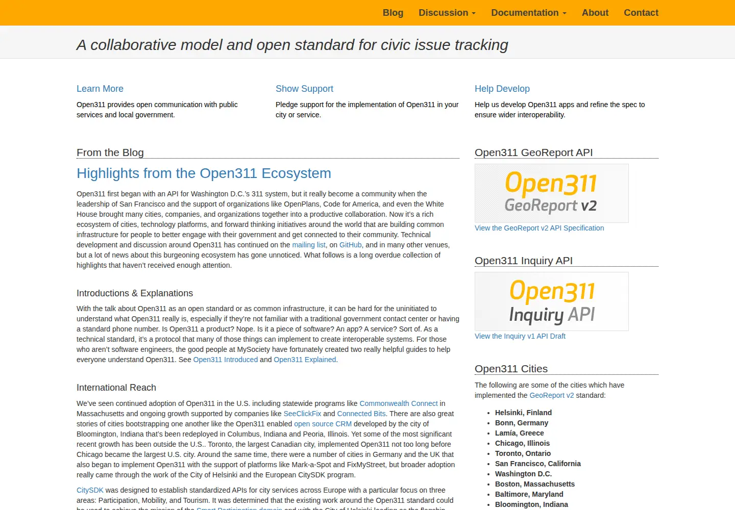Screenshot of open311.org