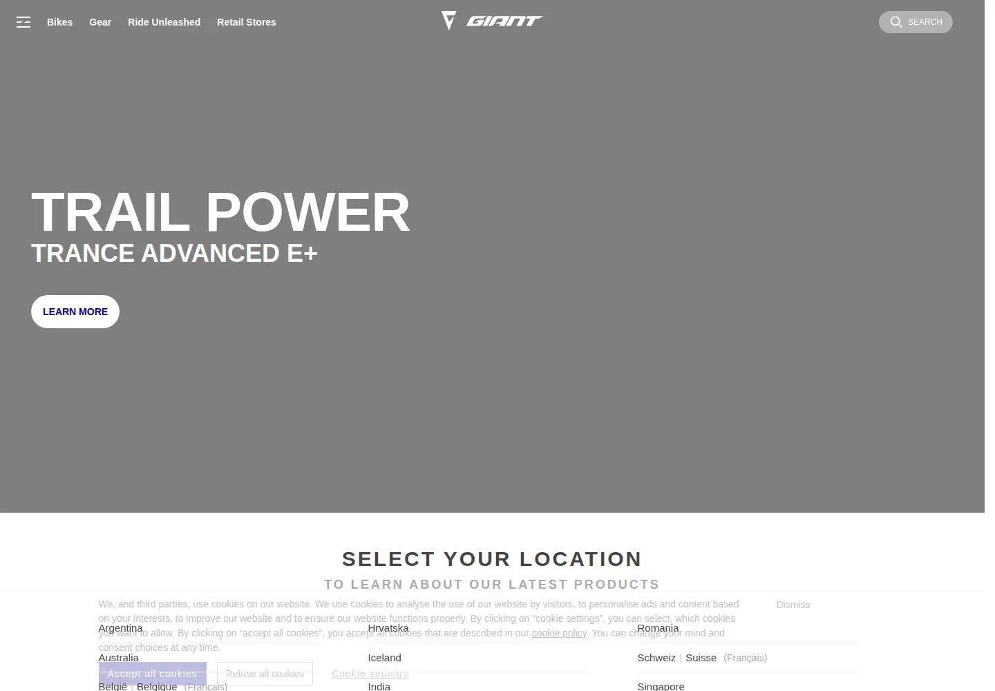Screenshot of giant-bicycles.com