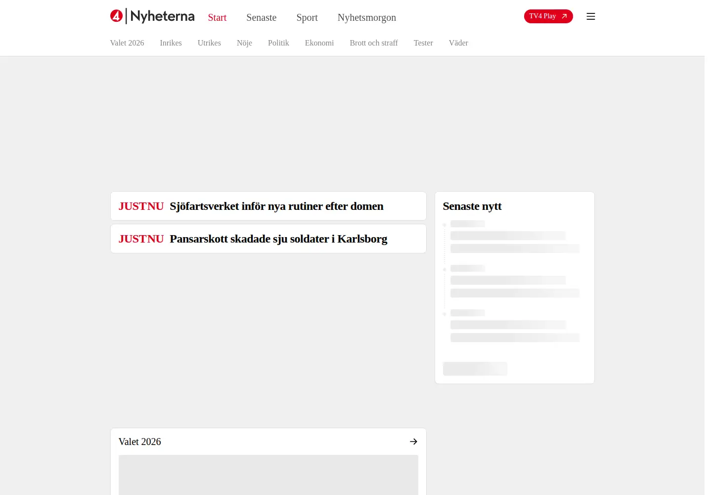 Screenshot of tv4.se
