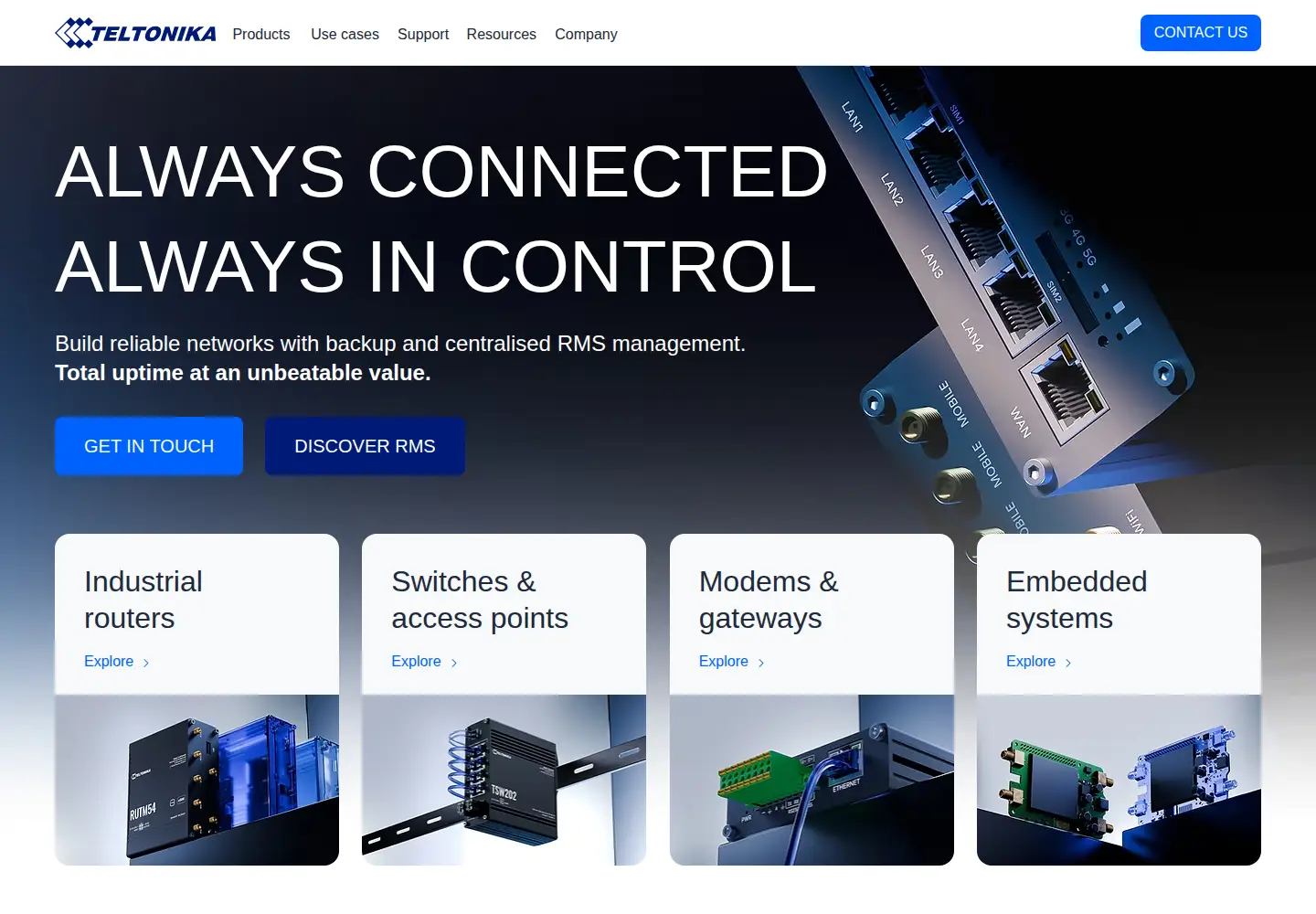 Screenshot of teltonika-networks.com