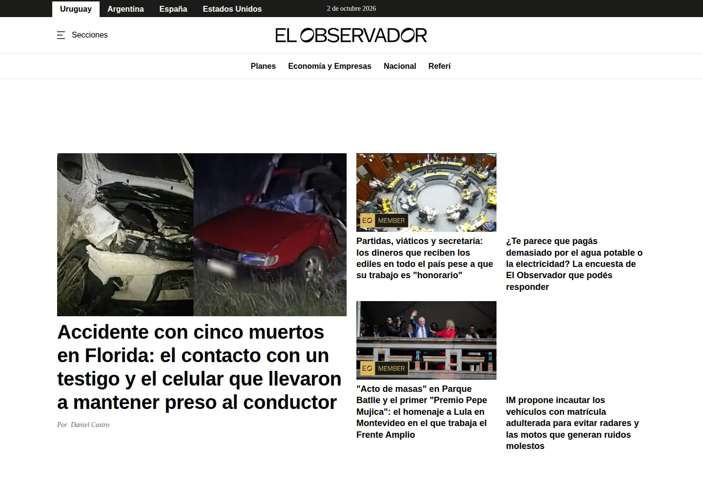Screenshot of elobservador.com.uy