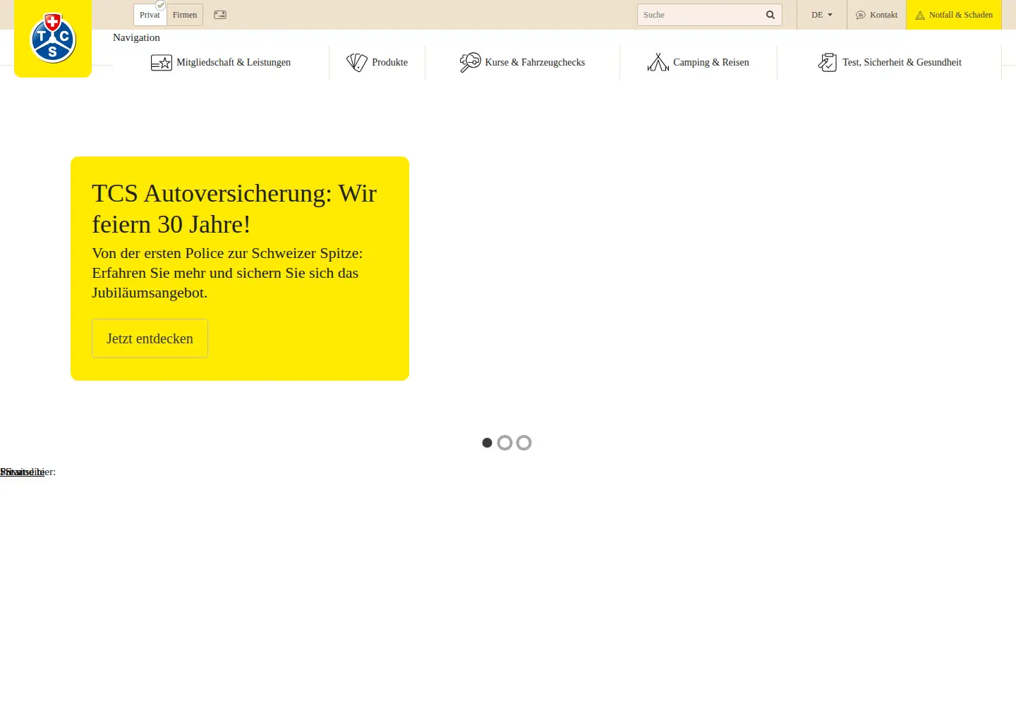 Screenshot of tcs.ch