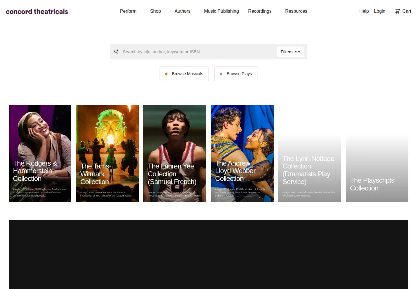 Screenshot of concordtheatricals.com