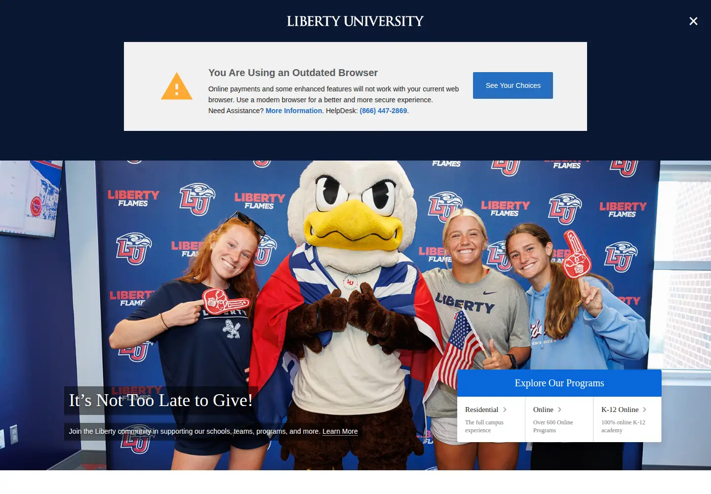 Screenshot of liberty.edu