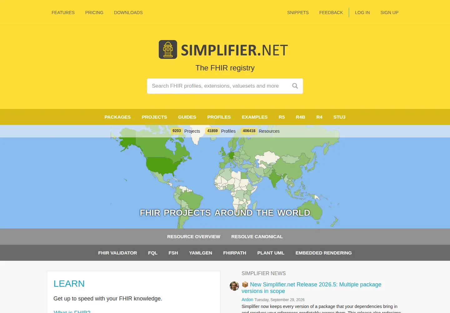 Screenshot of simplifier.net