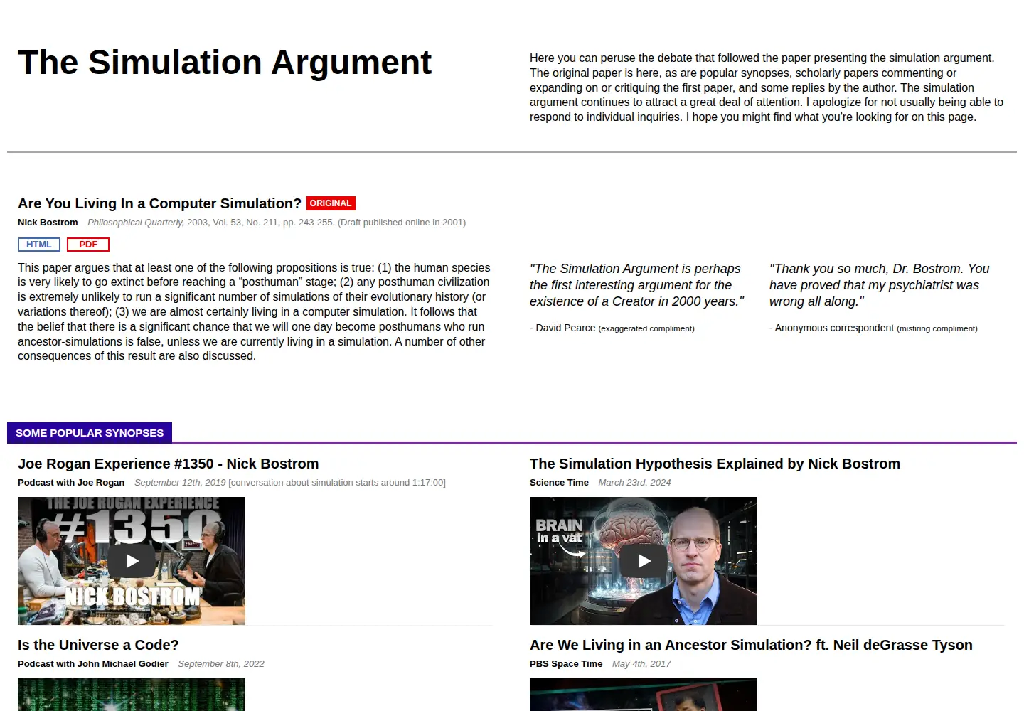 Screenshot of simulation-argument.com
