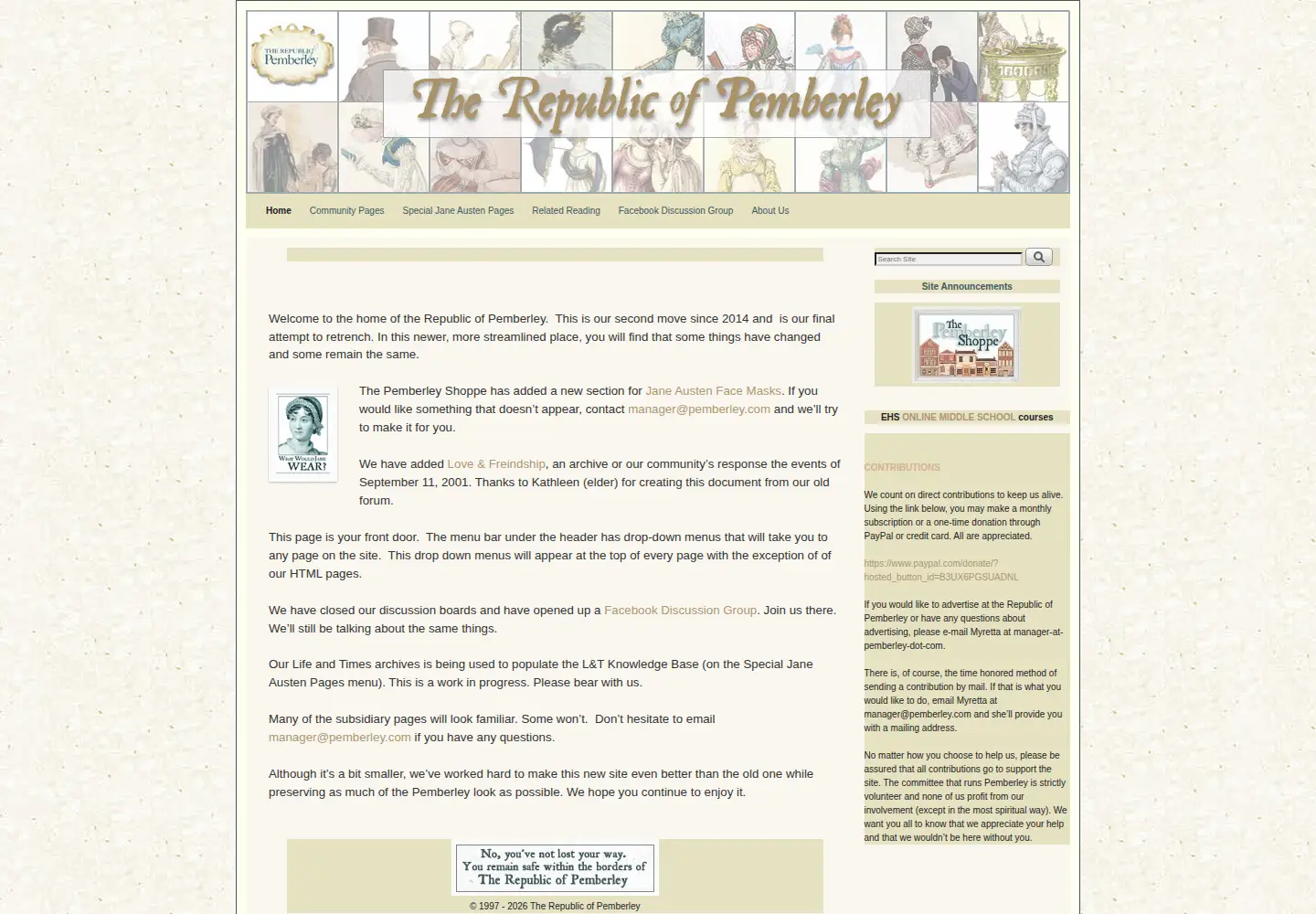 Screenshot of pemberley.com