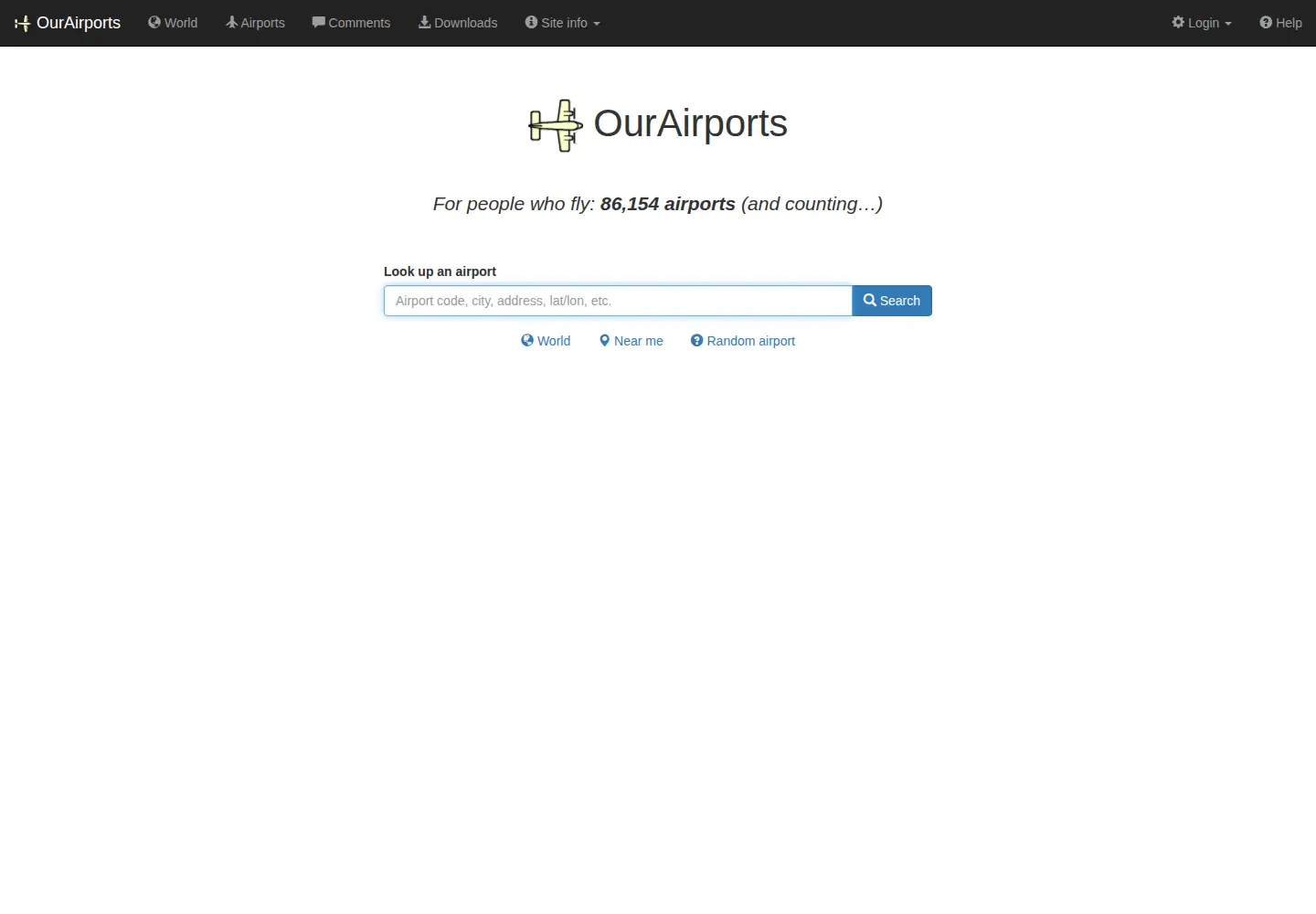 Screenshot of ourairports.com
