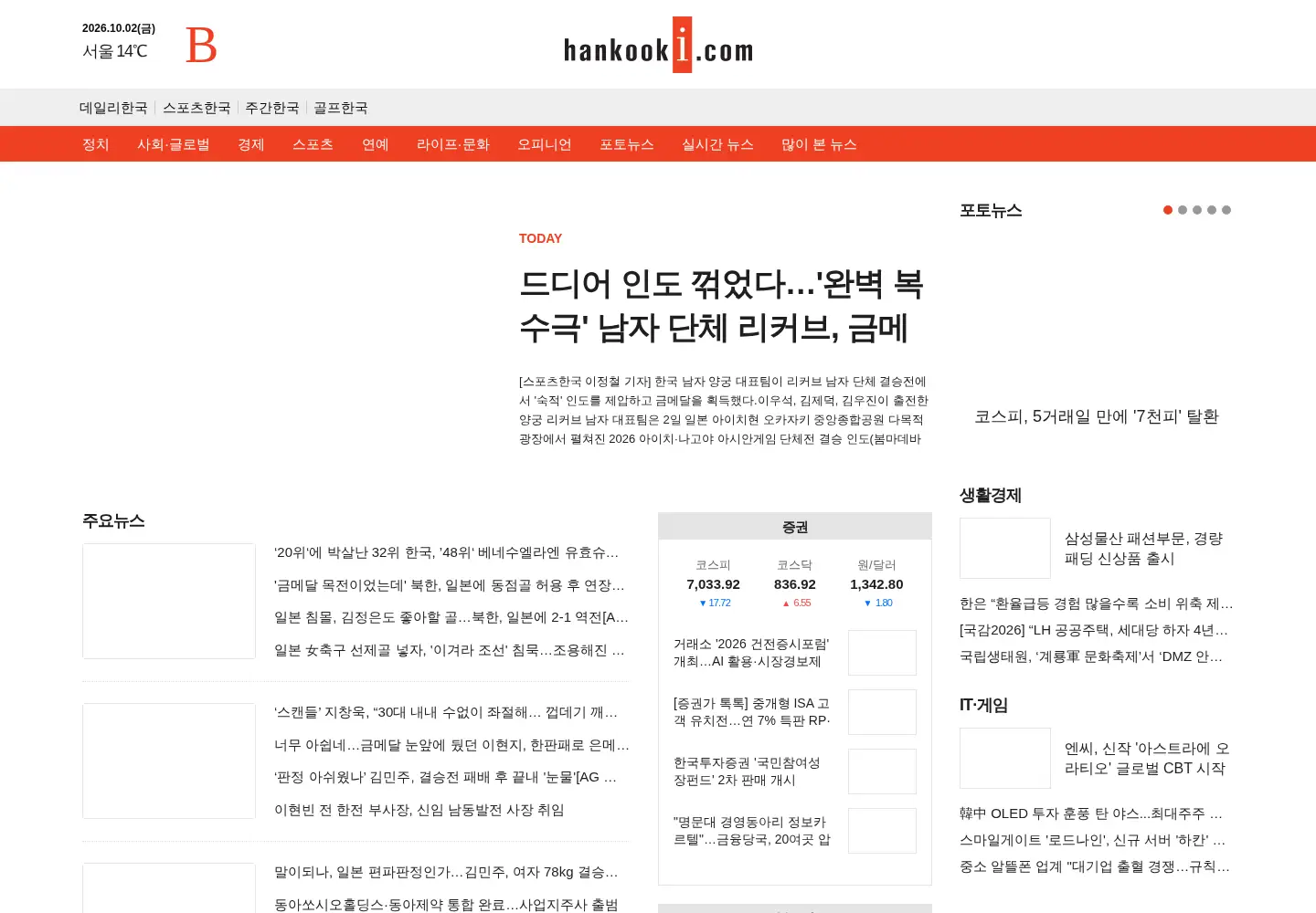 Screenshot of hankooki.com