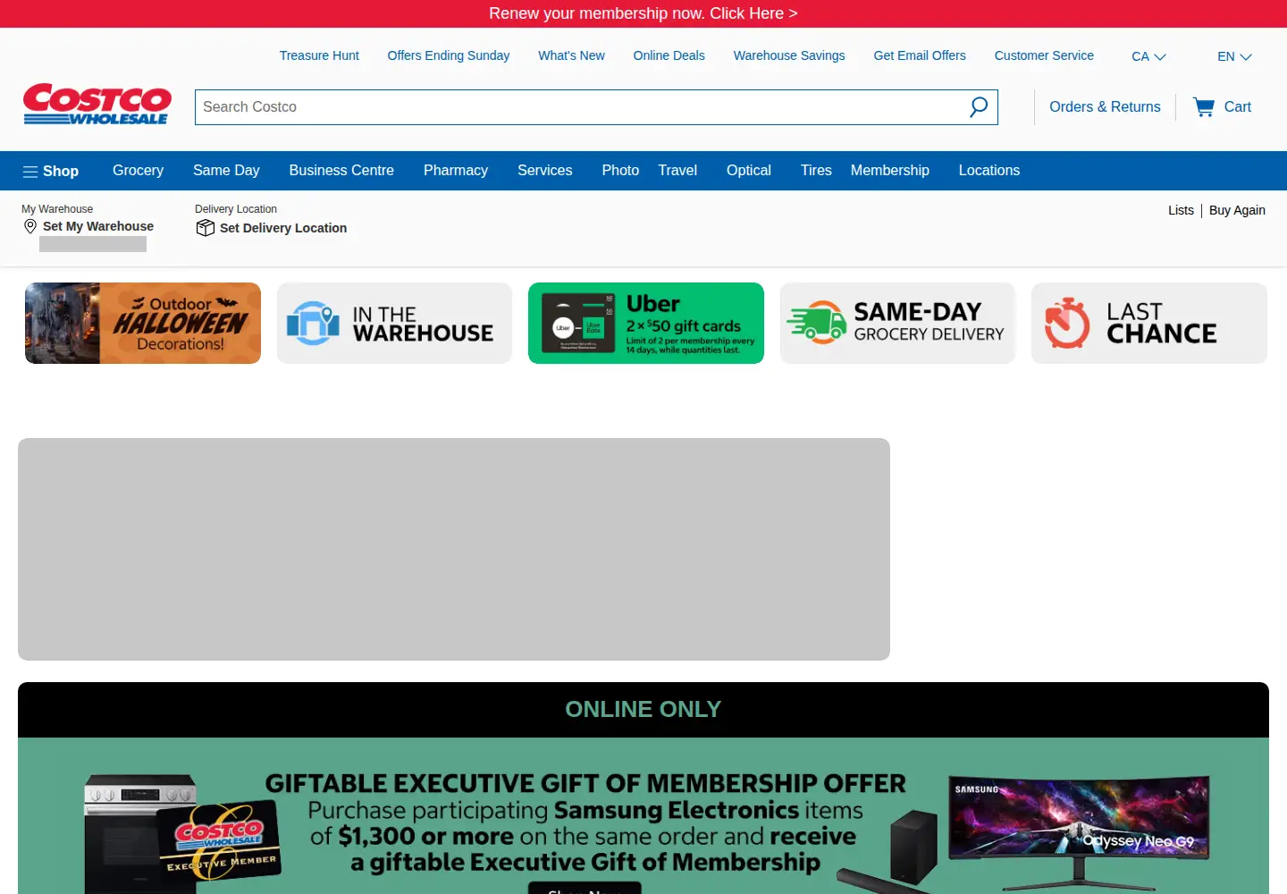 Screenshot of costco.ca