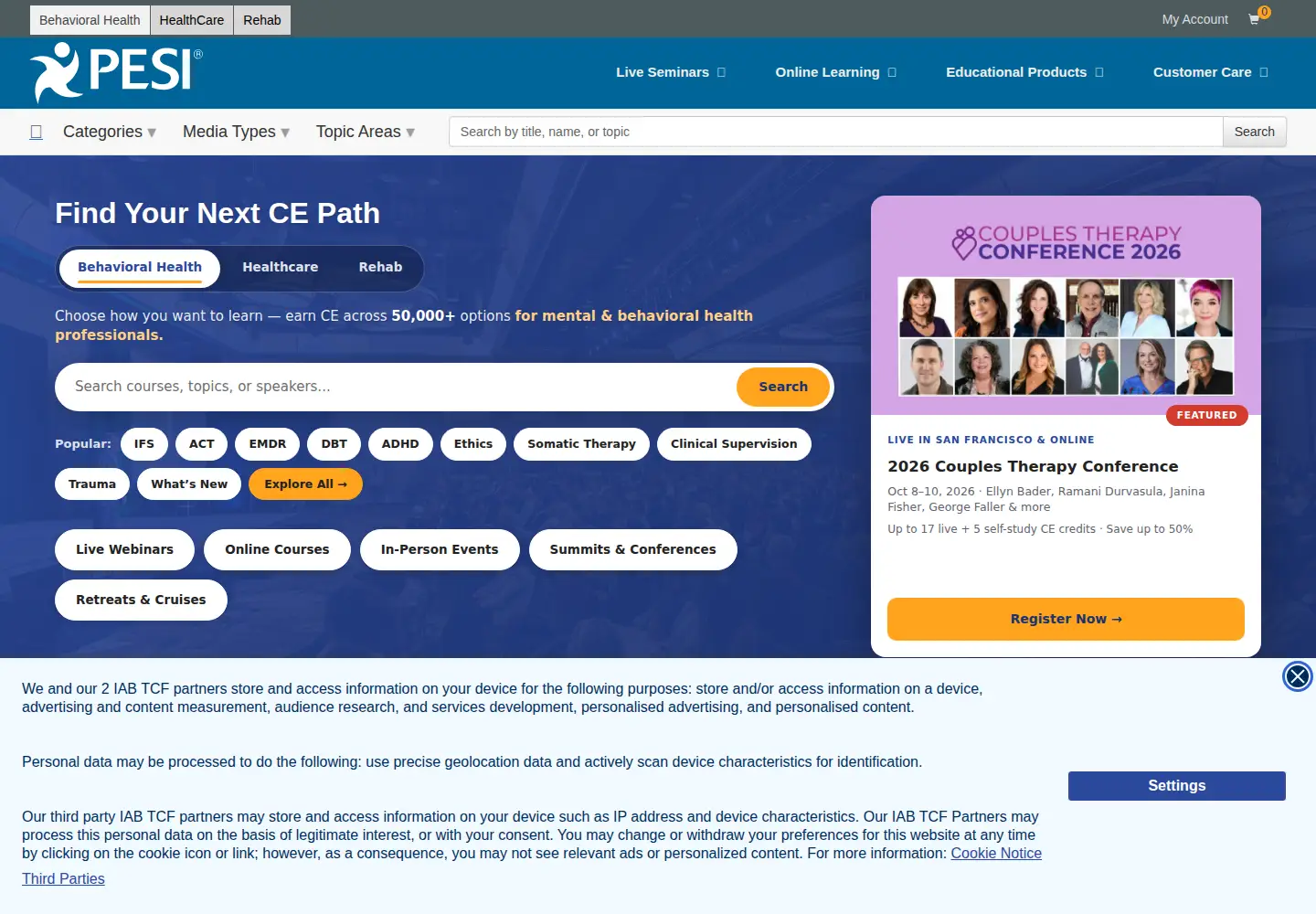 Screenshot of pesi.com