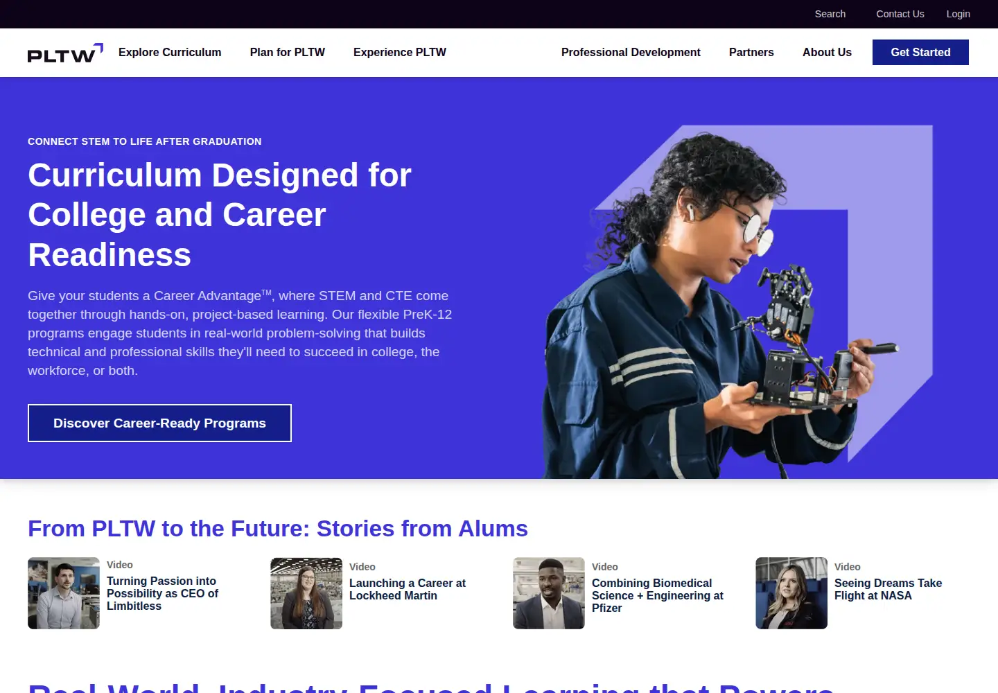 Screenshot of pltw.org