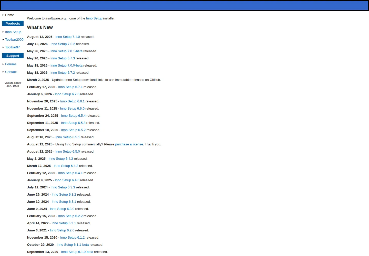 Captured homepage of jrsoftware.org in the current scan