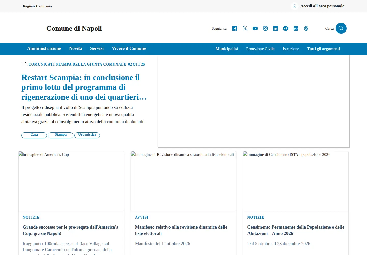 Screenshot of comune.napoli.it