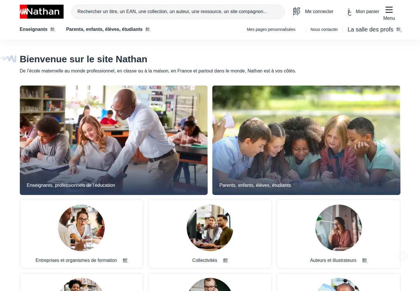 Captured homepage of nathan.fr in the current scan