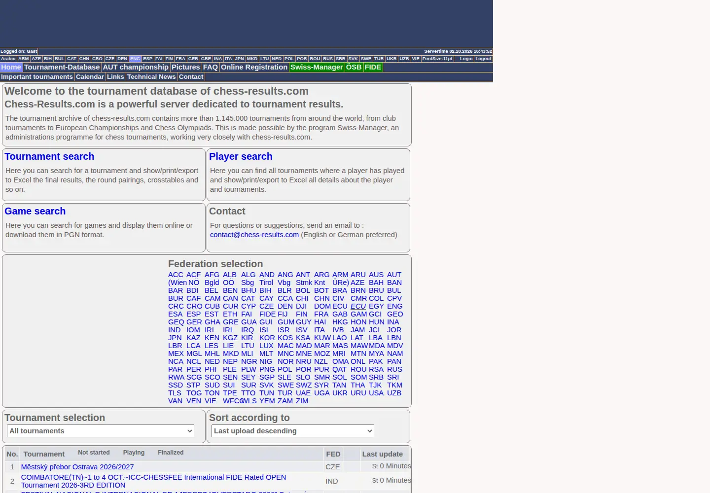 Screenshot of chess-results.com