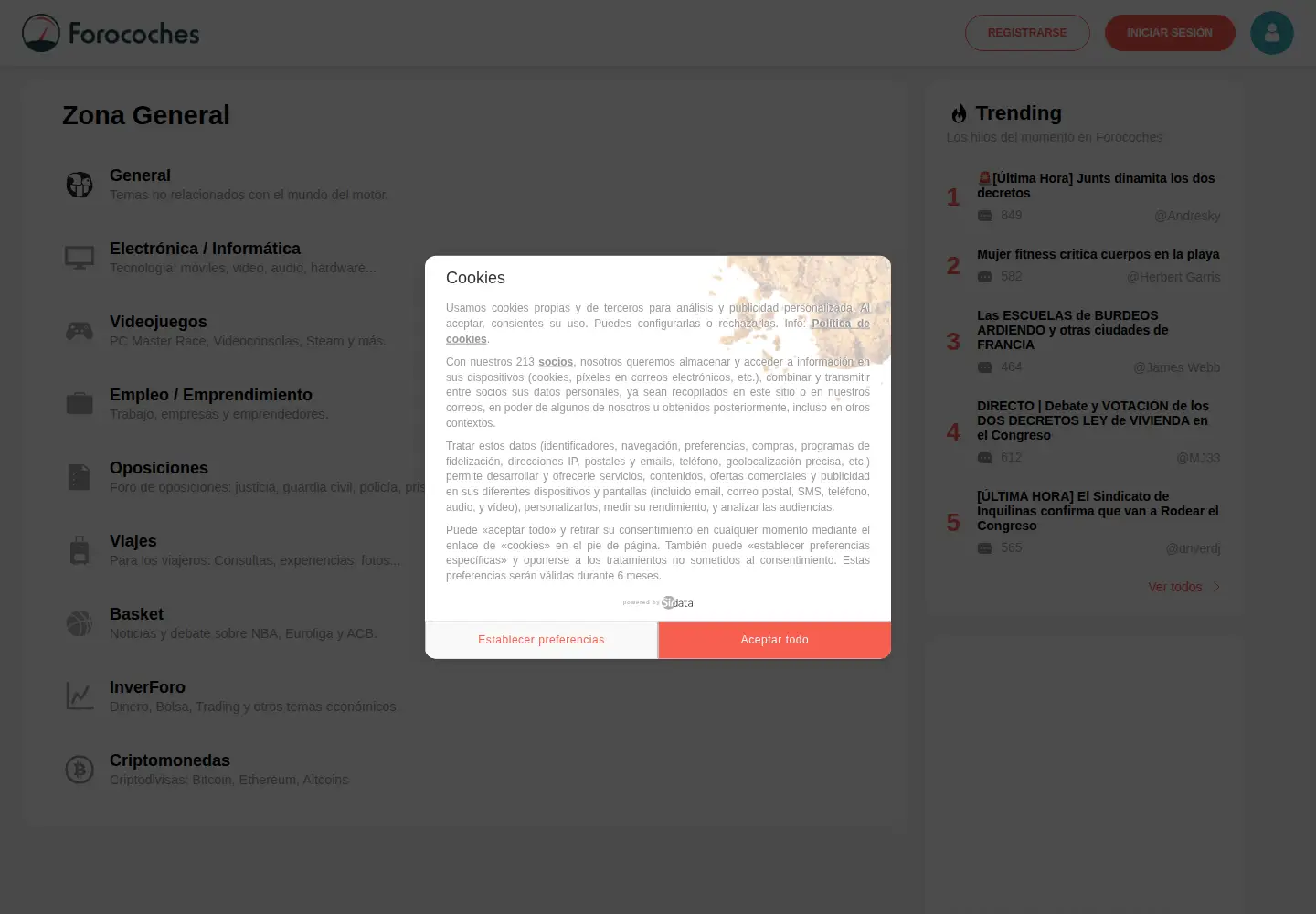 Screenshot of forocoches.com