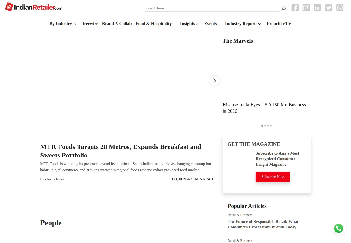 Captured homepage of indianretailer.com in the current scan