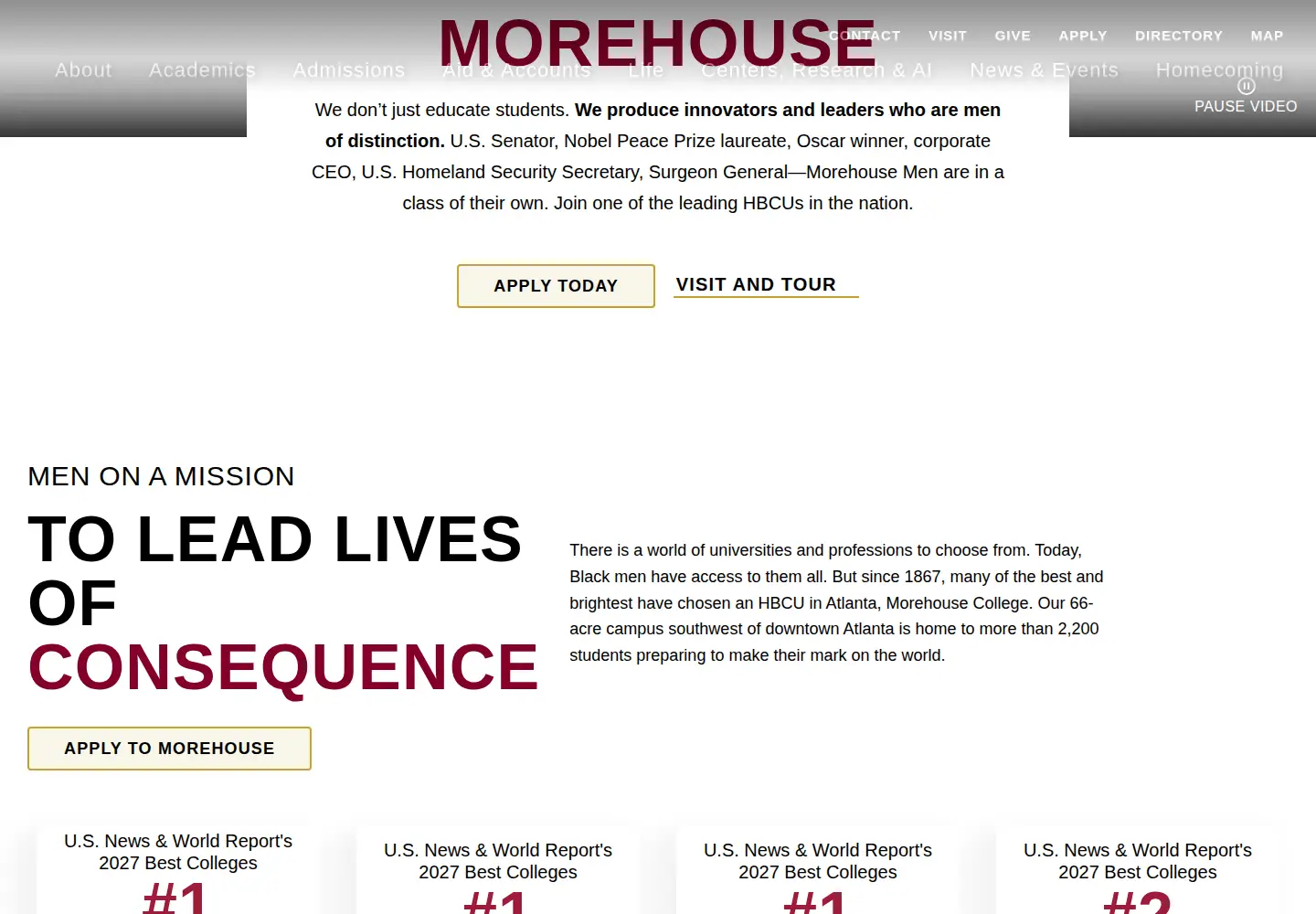 Screenshot of morehouse.edu