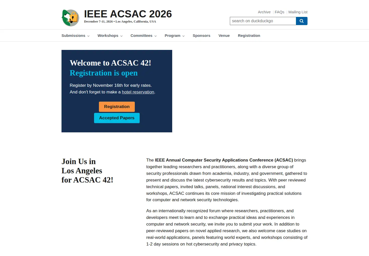 Screenshot of acsac.org