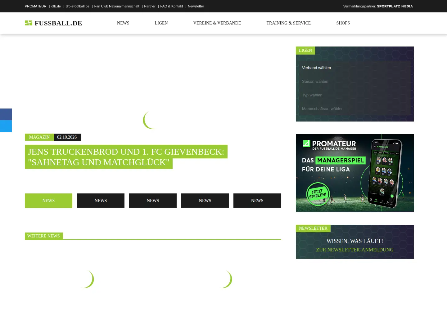 Screenshot of fussball.de