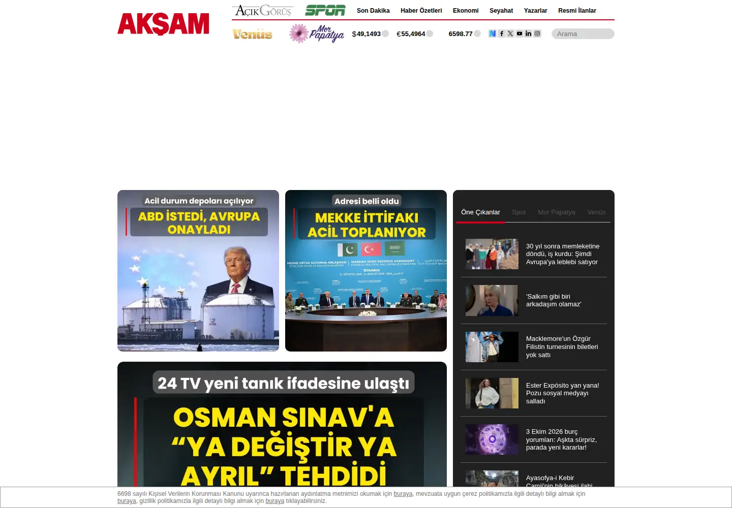 Screenshot of aksam.com.tr