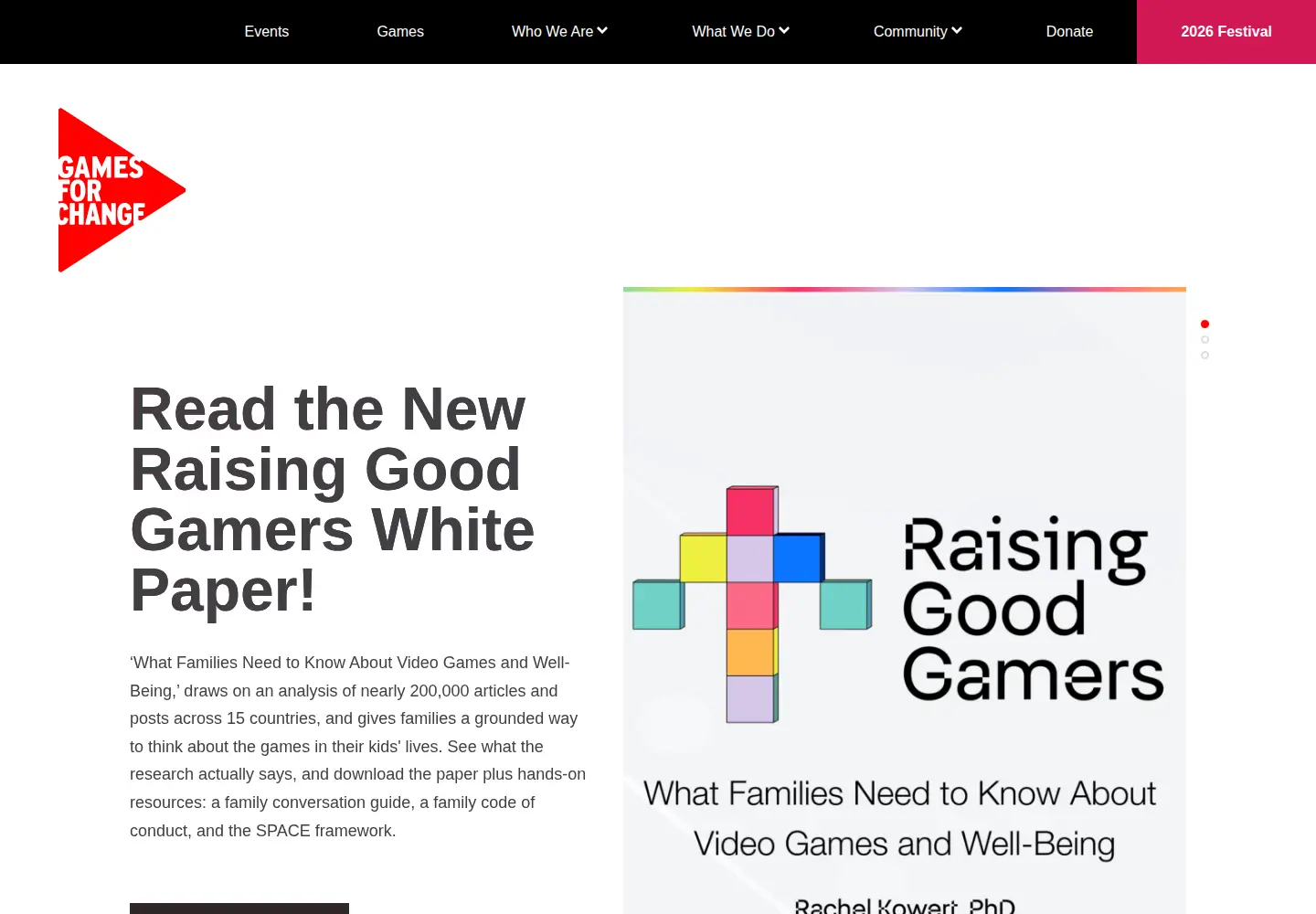 Screenshot of gamesforchange.org