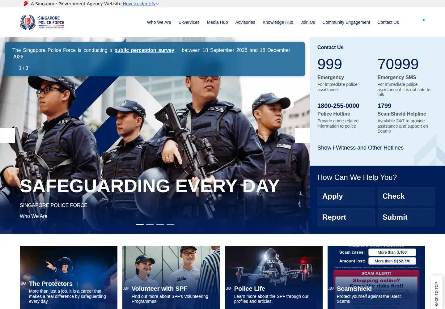 Screenshot of police.gov.sg