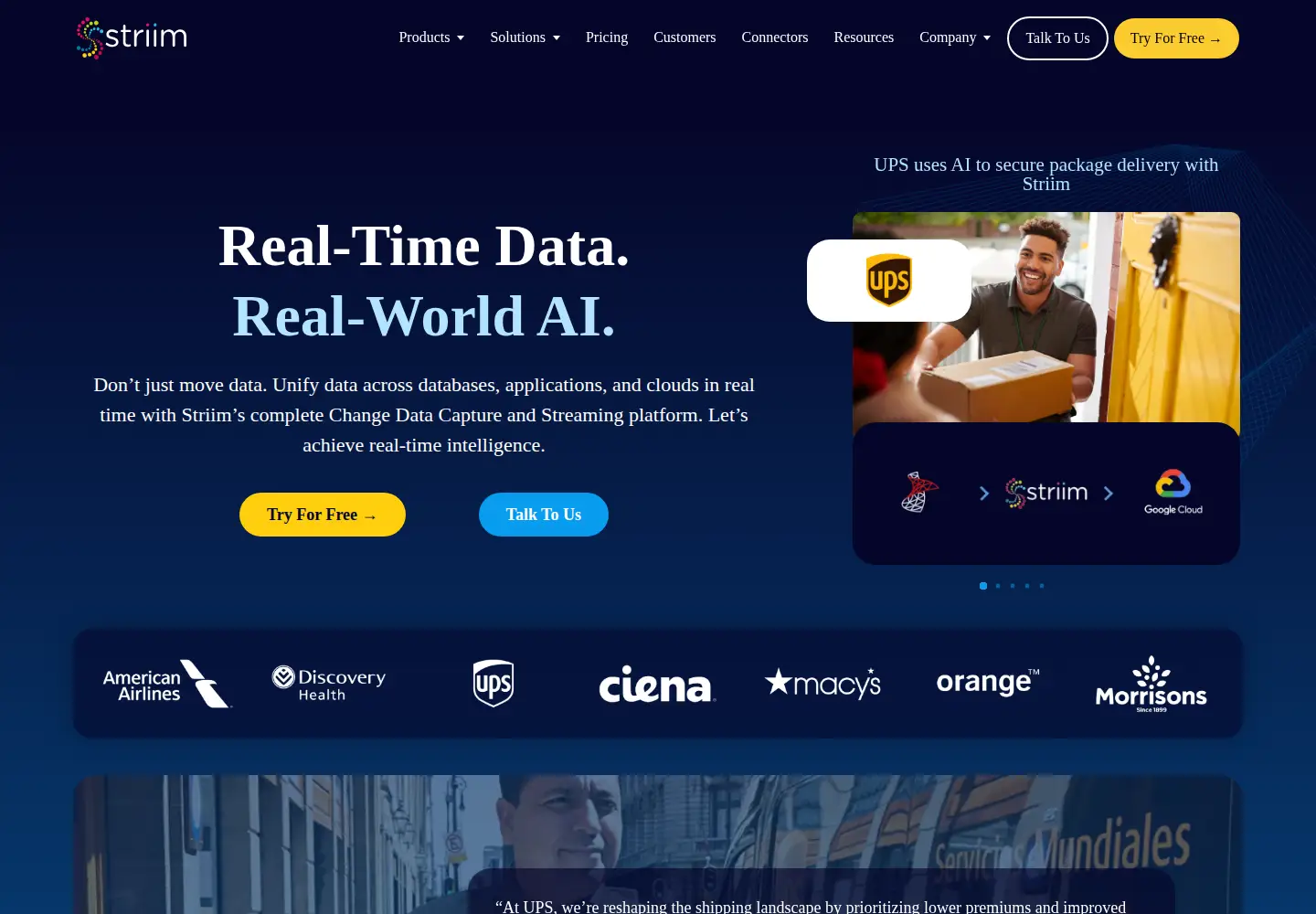 Screenshot of striim.com